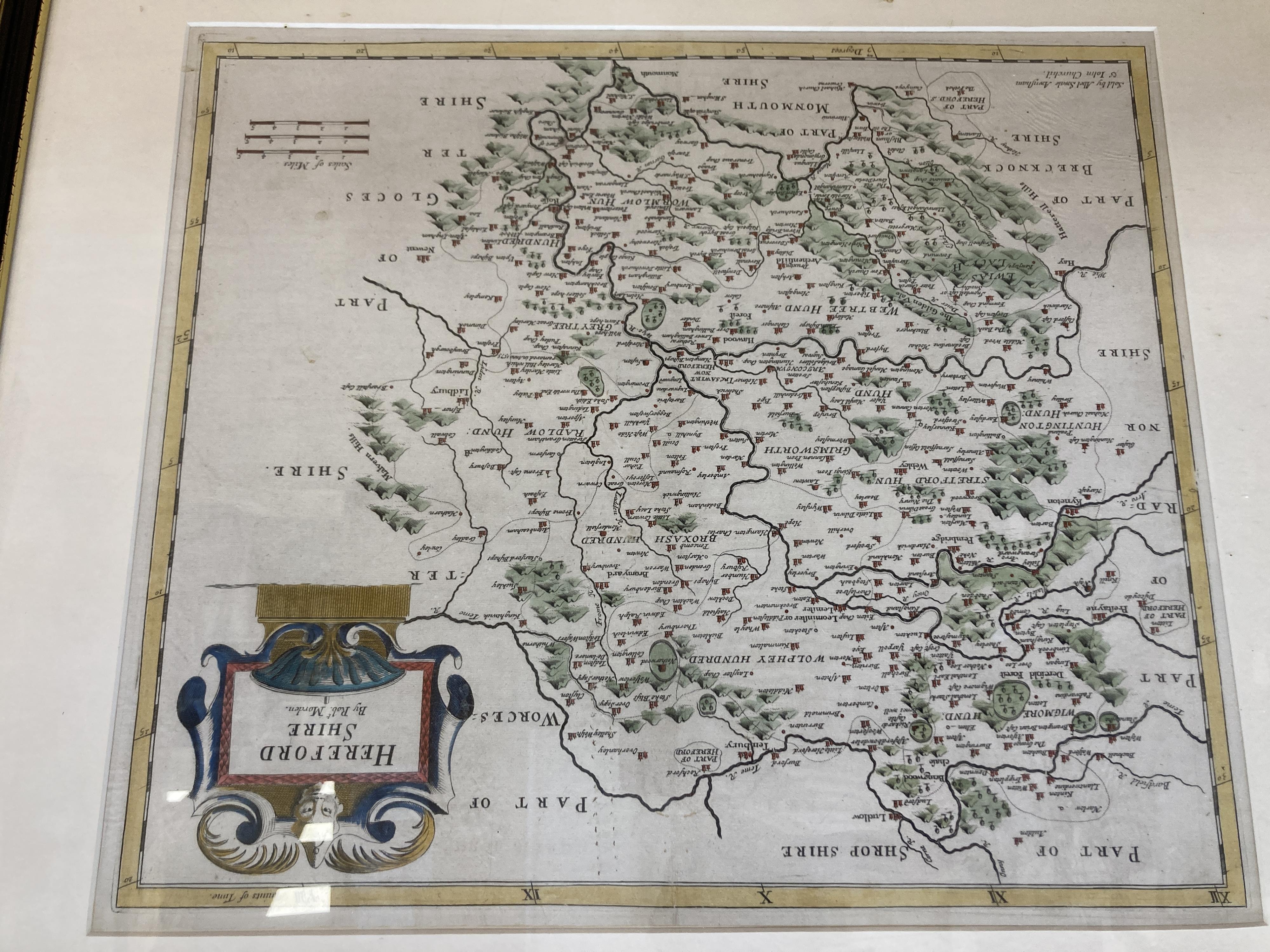 Four hand-coloured engraved county maps after Robert Morden (Camden's Britannia)